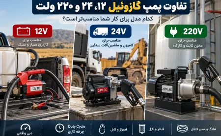 مقایسه پمپ گازوئیل ۱۲ ولت، ۲۴ ولت و ۲۲۰ ولت برای انتخاب سیستم انتقال سوخت